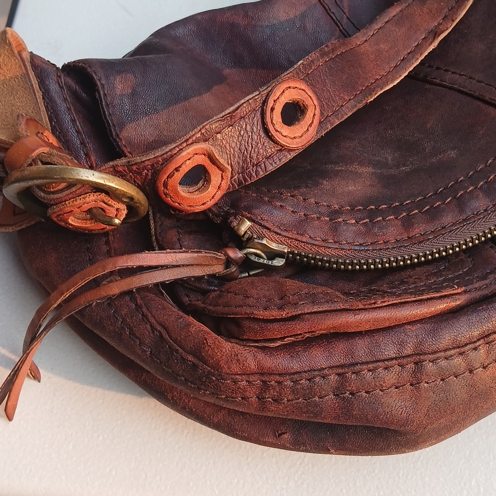Lucky Brand "Stash" Bag Pre-owned Distressed Chunky Leather - Picture 16 of 16